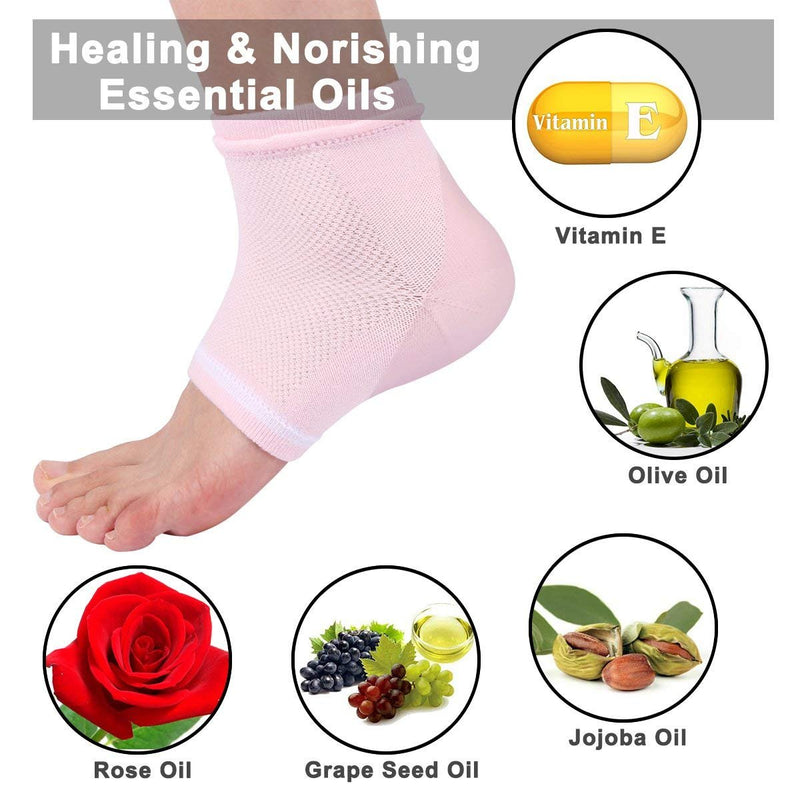 [Australia] - Codream Vented Moisturizing Socks Lotion Gel for Dry Cracked Heels, Spa Gel Socks Humectant Moisturizer Heel Balm Foot Treatment Care Heel Softener Compression 2 Pairs Pink&Grey 