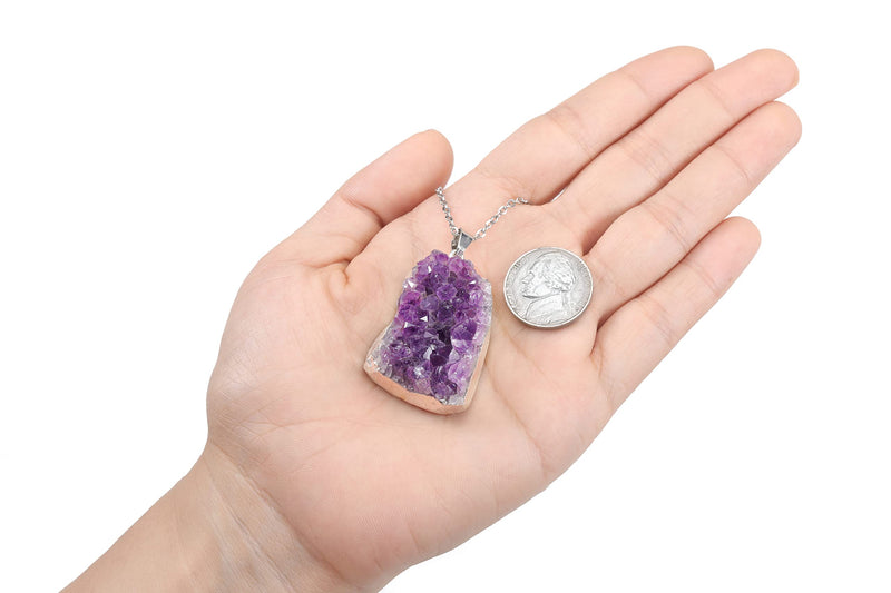 [Australia] - CrystalTears Amethyst Healing Crystal Necklace Natural Raw Amethyst Quartz Crystal Cluster Stone Pendant Necklace for Women Girls Christmas Mother's Day Gift #1 