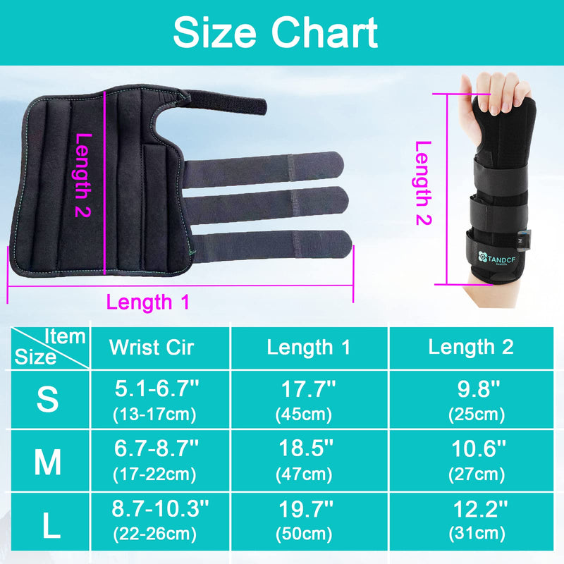[Australia] - TANDCF bestlife Unisex Forearm and Wrist Support Splint Brace Double Fixation Wrist Brace For Carpal Tunnel,Adjustable Night Time Forearm Immobilizer Brace Splints,9.8 inch (25cm) length(RH/S) Right Hand Small/Medium 