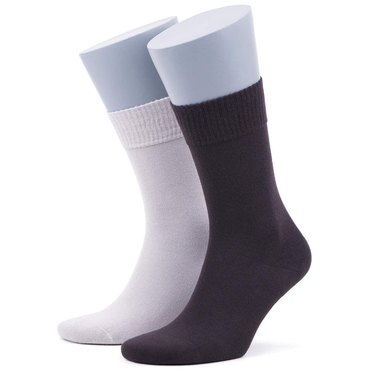 [Australia] - Bambooven Men’s Diabetic – Premium Bamboo, Super Soft, Odor Free & Breathable, Calf Socks, Crew Socks (2 Pack) Brown-gray 