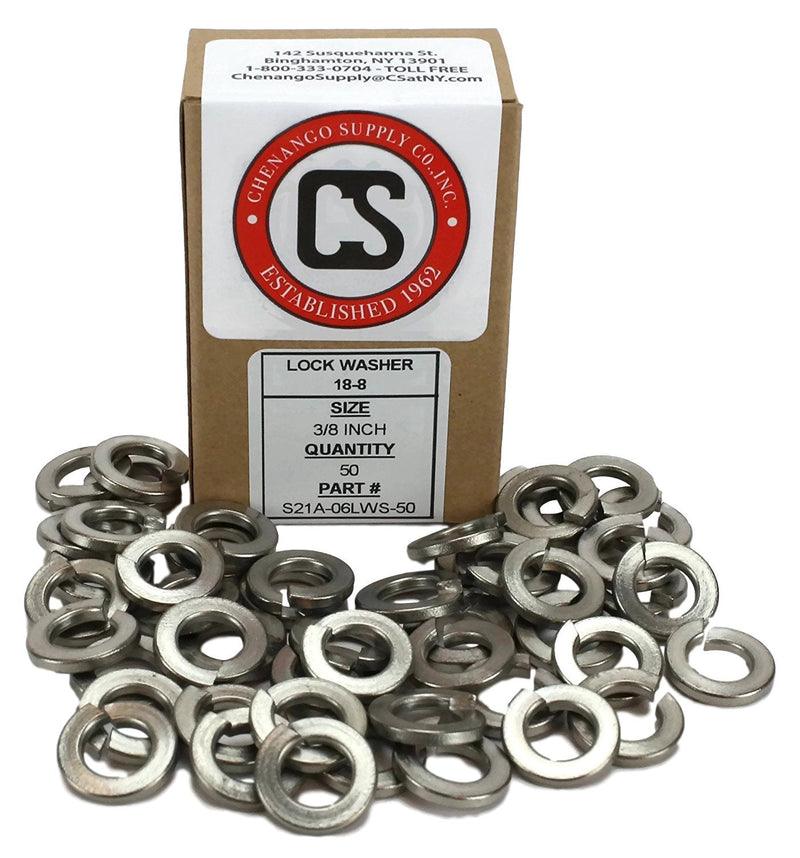 [Australia] - Chenango Supply Stainless 3/8 Lockwashers, 304 Stainless Steel, 50 Pieces (3/8 LOCKWASHER) 3/8 LOCKWASHER 