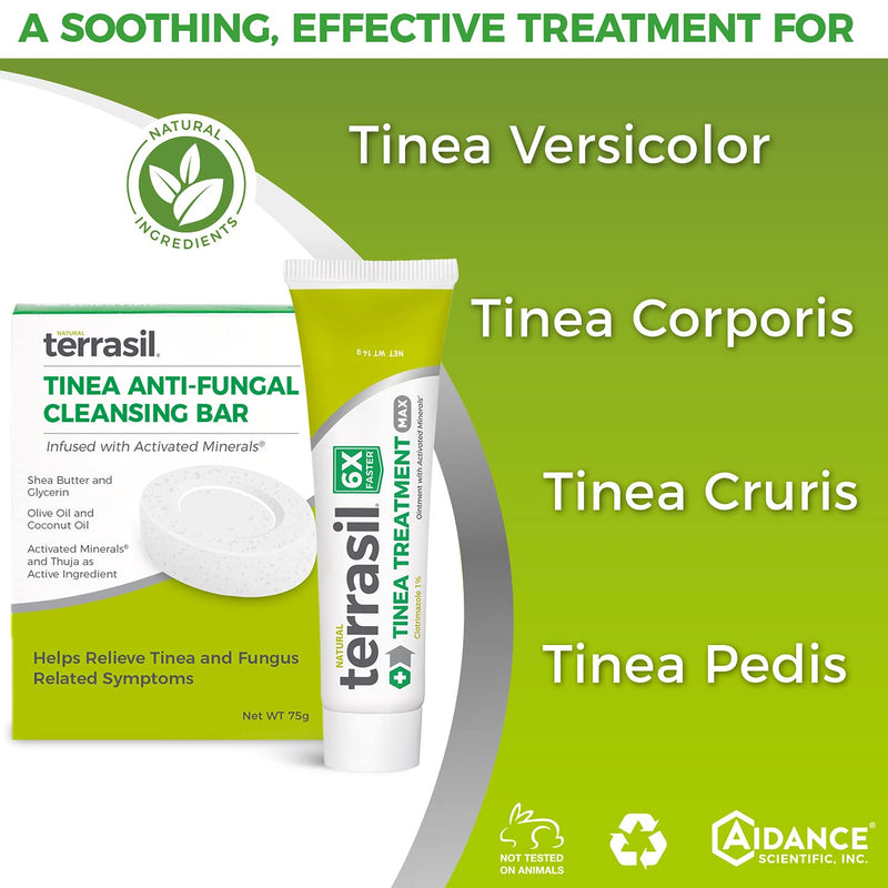 [Australia] - Terrasil Tinea Treatment 2-Product Ointment and Cleansing Bar System with All-Natural Activated Minerals 6X Tinea Fungus Fighting Power (14gm Tube + 75gm bar) 