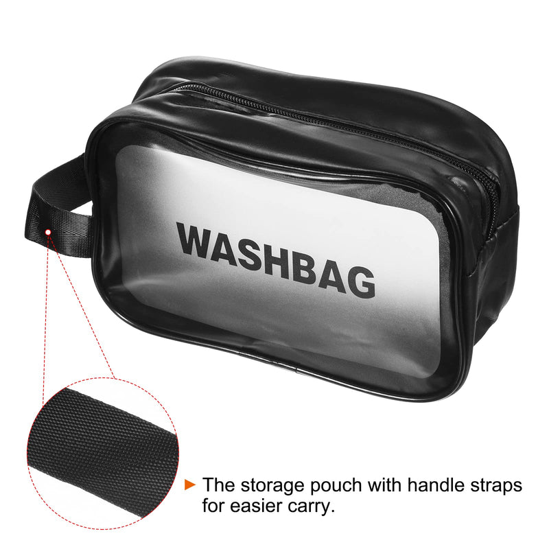 [Australia] - PATIKIL 4.7"x8.3"x2.8" Clear Toiletry Bag, 2 Pack PVC Makeup Bags Cosmetic Pouch with Zipper Handle for Travel Home Storage, Black 