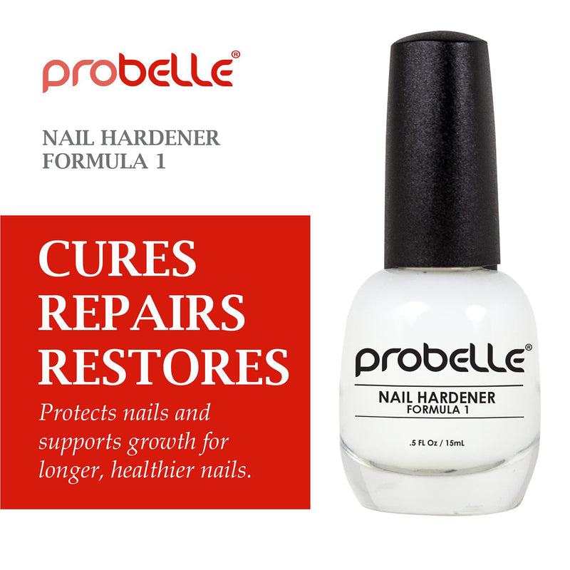 [Australia] - Probelle Nail Hardener Formula 1 - Repair Damaged Nails, Extra Strong Nail Growth Treatment For Brittle Nails, Grows and Restores Soft, Weak Nails, Aids Splitting, Breaking, Peeling Nails, Sheer White 