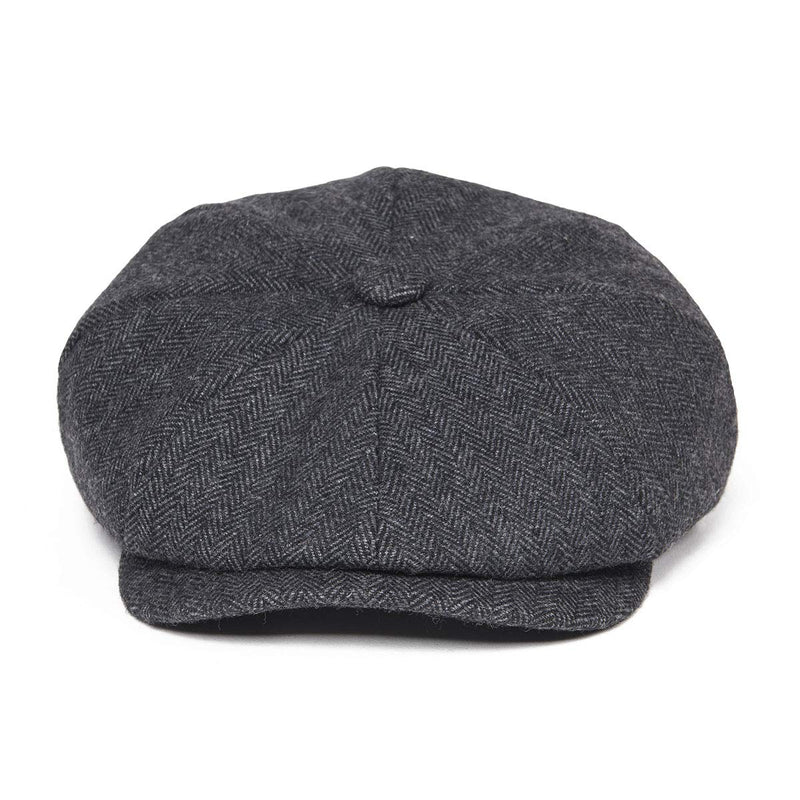 [Australia] - BOTVELA Men's 8 Piece Wool Blend Newsboy Flat Cap Herringbone Tweed Black 7 1/4-7 3/8 