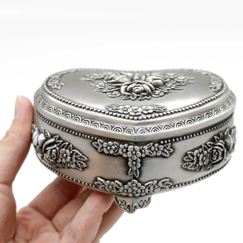 [Australia] - AVESON Classic Vintage Heart Shape Metal Jewelry Box Ring Trinket Storage Organizer Chest, Medium 