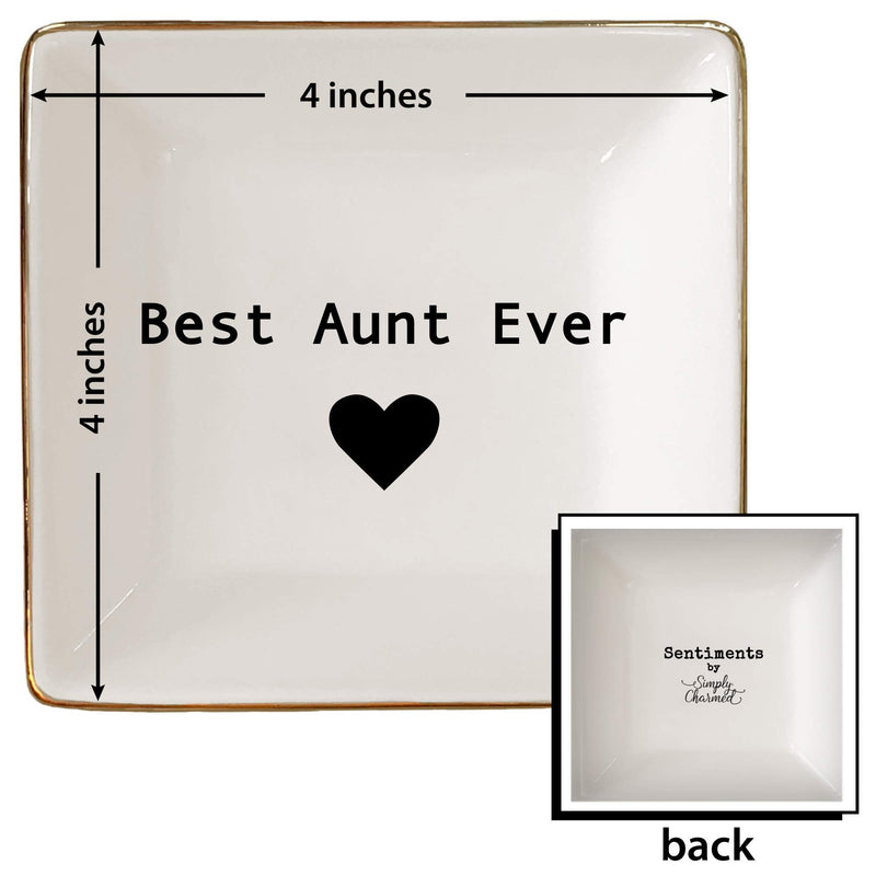 [Australia] - Best Aunt Ever Gifts– Ceramic Jewelry Dish or Ring Holder – BAE Trinket Tray - Elegant Birthday Gift for Auntie by Simply Charmed 