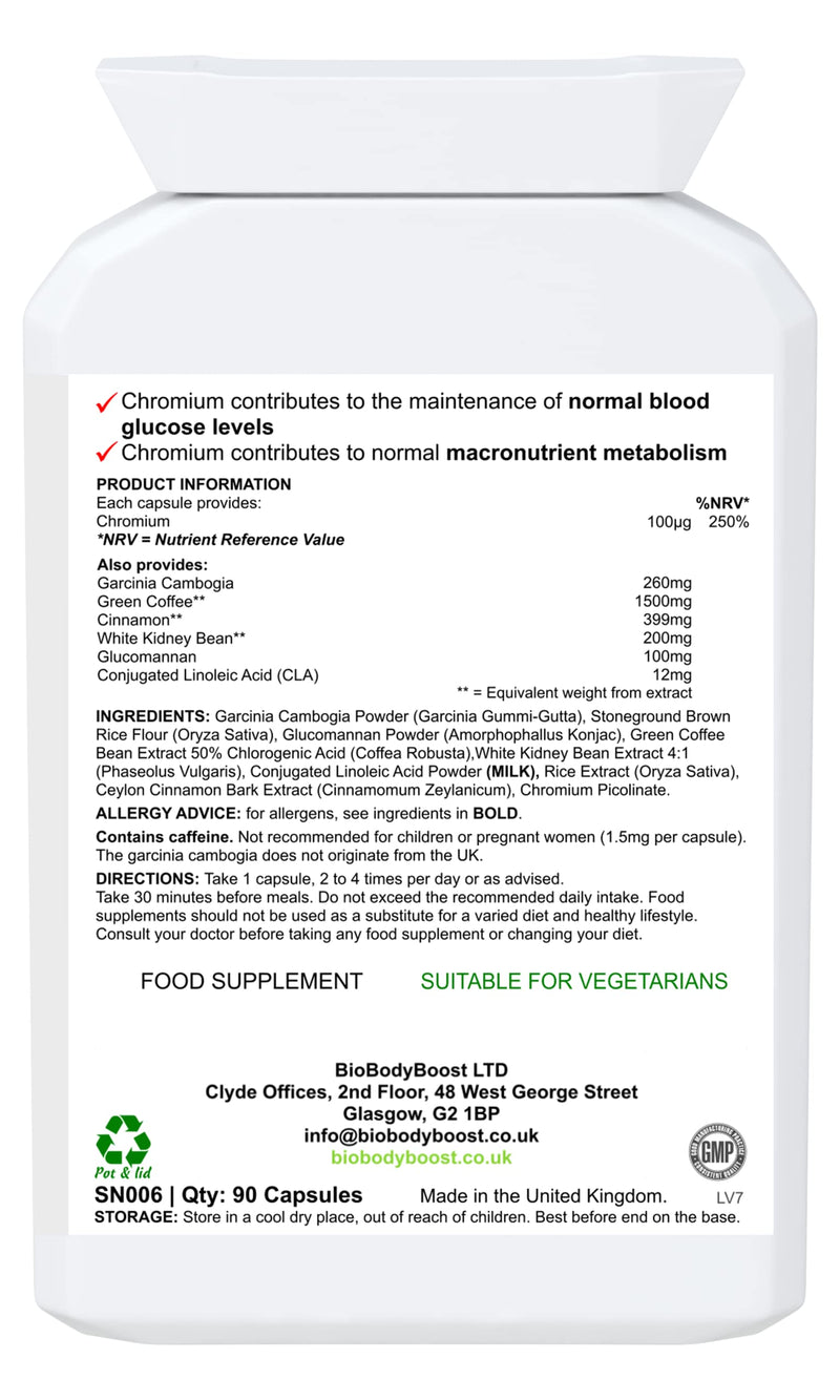 [Australia] - BodyLean | Garcinia Cambogia, CLA, Chromium, Green Coffee Extract, Glucomannan and More | Normal Macronutrient Metabolism, Normal Blood Sugar Levels | 90 Vegetarian Capsules 