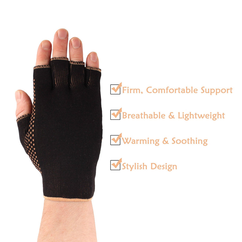 [Australia] - Copper D 1 Pair Black Copper Rayon from Bamboo Copper Compression Gloves for Relief from Injuries, Arthritis, and more or Comfort Support for Every Day Uses, Large Xlarge 1 Right, 1 Left 