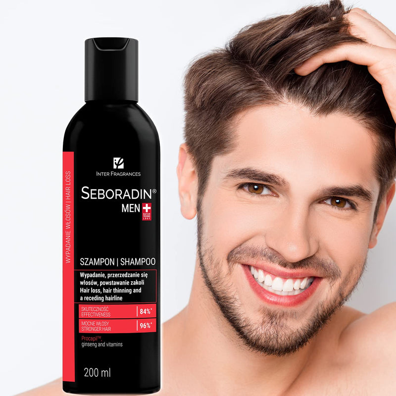 [Australia] - SEBORADIN MEN Hair Shampoo for Hair Loss, Hair Thinning Shampoo 200 ml | Vitamins and Natural Extracts for Thickening and Growth, Natur Technology | Hair & Scalp Treatment | Care & Receding Hairline 