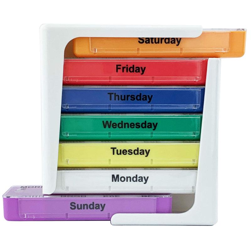 [Australia] - JFA Medical Weekly Stackable Pill Box Organiser/Reminder for Medicines Supplements, Vitamins, 7days, 4 compartments per Day – Morning, Noon, Evening and Bed 