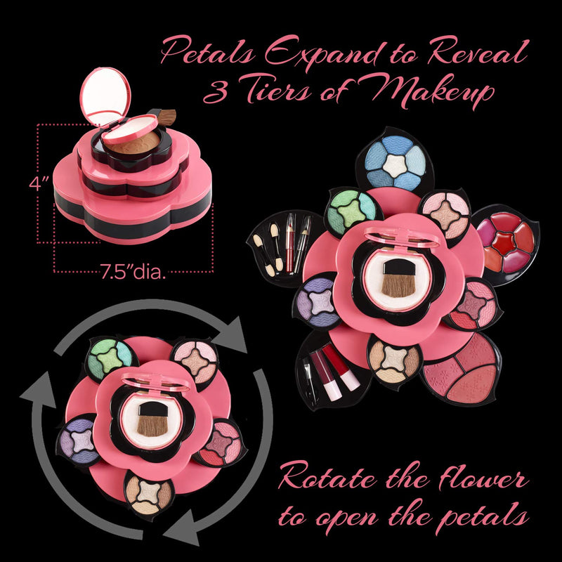 [Australia] - Makeup Kits for Teens - Flower Make Up Pallete Gift Set for Teen Girls and Women - Petals Expand to 3 Tiers -Variety Shade Array - Full Starter Kit for Beginners or Cosplay by Toysical 
