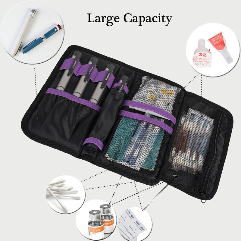 [Australia] - ALLCAMP Insulin Cooler Travel Bag for Diabetic Organize Medication with 4 Ice Packs (Medium（Oxford）, Purple) Medium（Oxford） 