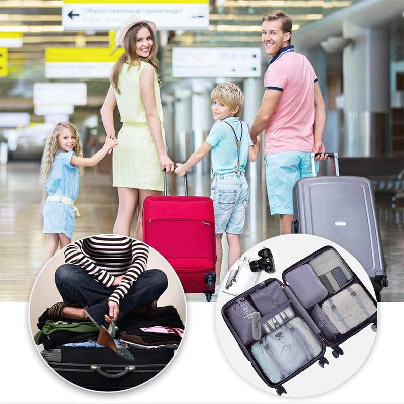 [Australia] - ZDKGER Packing Cubes for Suitcase,9 PCS Travel Luggage Packing Organizers Waterproof Travel Essentials Bag(Grey) A-grey 