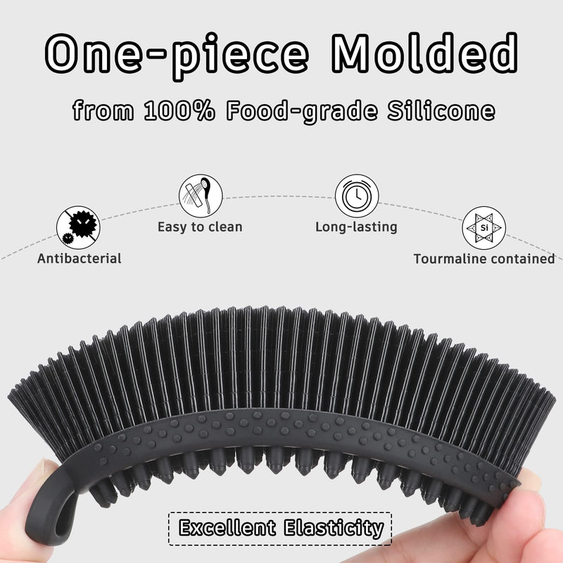 [Australia] - FREATECH Silicone Body Scrubber - Dual-sided Bath Shower Body Brush for Gentle Exfoliation, Deep Cleansing and Intensive Massage, Care for Sensitive Skin, More Hygienic and Durable Than Loofah, Black 