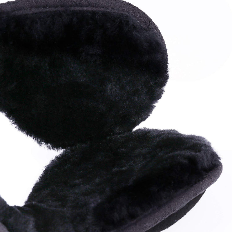 [Australia] - Winter Sheepskin Ear Muffs, Australian Wool Ear Warmer, Outdoor Classic Soft Earmuffs, One size Black-1 