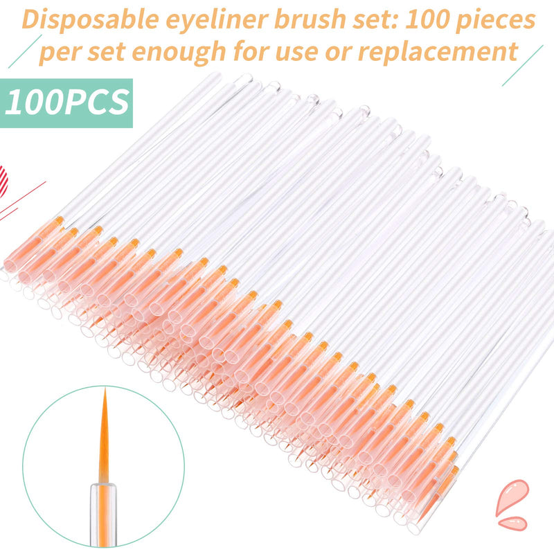 [Australia] - eBoot 100 Pack Disposable Eyeliner Brush Applicator Cosmetic Eye Wands Makeup Tool (Clear) 