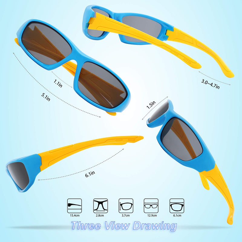 [Australia] - RIVBOS Rubber Kids Polarized Sunglasses With Strap Glasses Shades for Boys Girls Baby and Children Age 3-10 RBK003 003-1 Sky Blue 