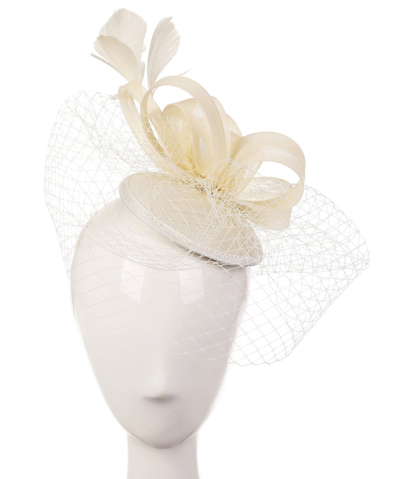 [Australia] - Abaowedding Feather Fascinator Cocktail Party Hair Clip Pillbox Hats A Ivory 