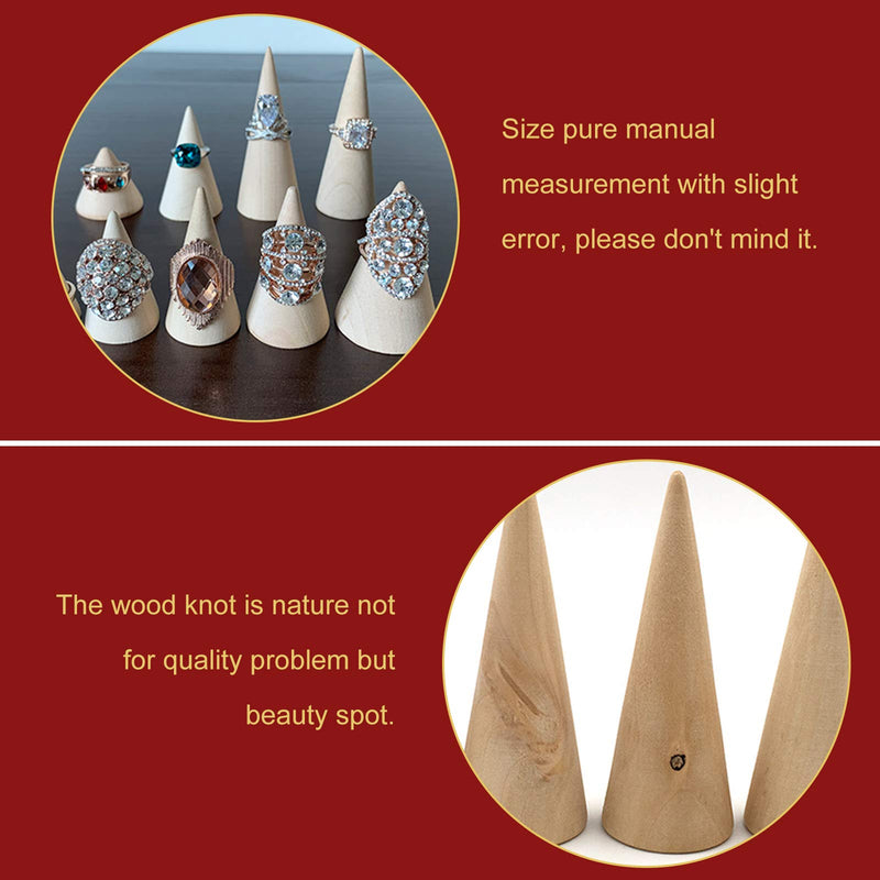 [Australia] - FINGERINSPIRE Set of 11 Wooden Cone Ring Holders Ring Display Stands Organizer Holders Jewelry Display DIY Craft Wood Cone Stand, 11 Different Size, Height 1.5-3.1inch 
