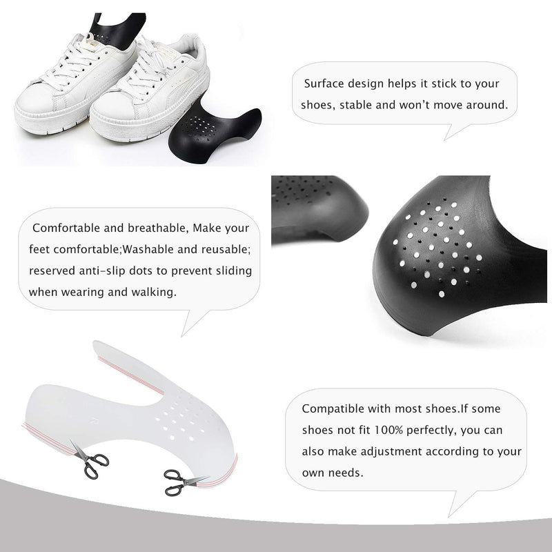 [Australia] - 4 Pairs Shoe Crease Protectors Prevent Shoes Crease Indentation Anti-Wrinkle for Sneakers Shoes Protector Large Black&white 