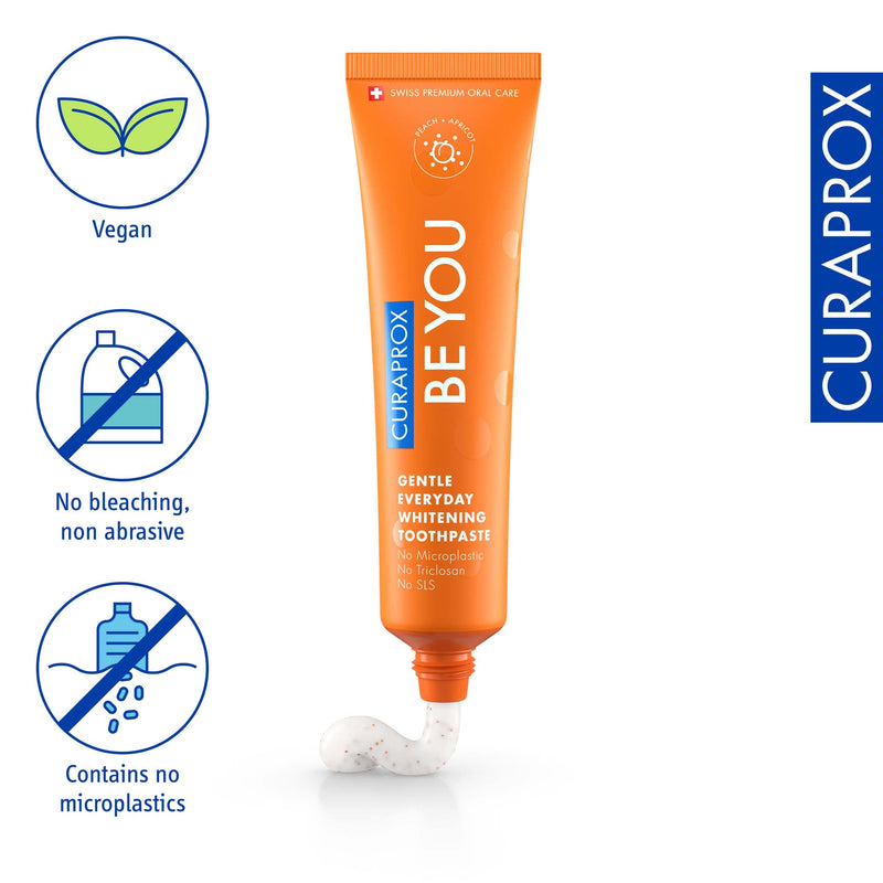 [Australia] - Curaprox Be You Peach + Apricot Toothpaste 60ml - Gentle Everyday Whitening Toothpaste - SLS Free, Microplastic Free, Triclosan Free, Fluoride Toothpaste 60 ml (Pack of 1) 