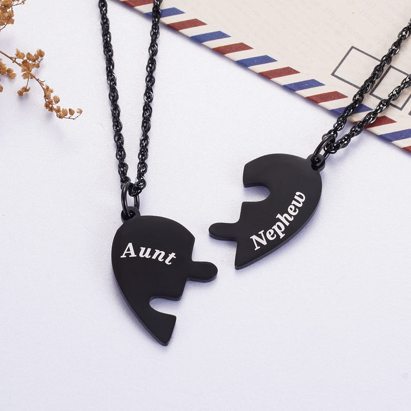 [Australia] - Ralukiia Mother and Son Heart Matching Necklace Set for 2 - Son to Mom Mother to Boys Graduation Back to School Birthday Jewelry aunt nephew heart necklace 