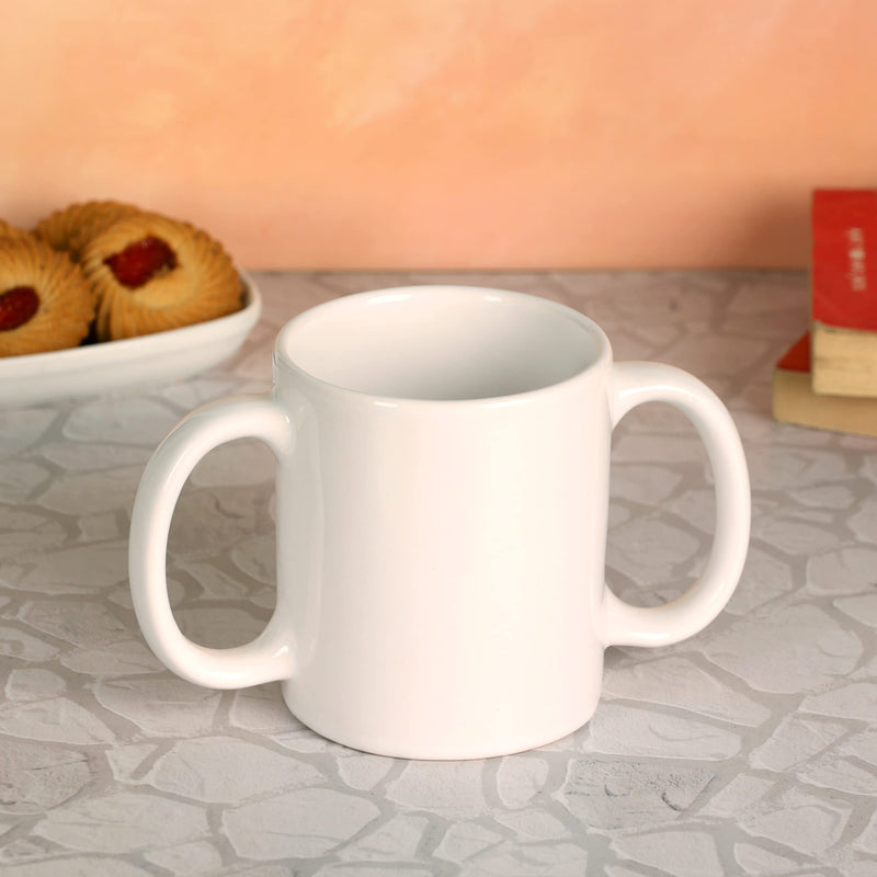 [Australia] - Dual Handle Mug to Aid Tremors, MICROWAVE SAFE, 11.83 US Fl. Oz. (350 Ml), BPA-FREE - WHITE Color 