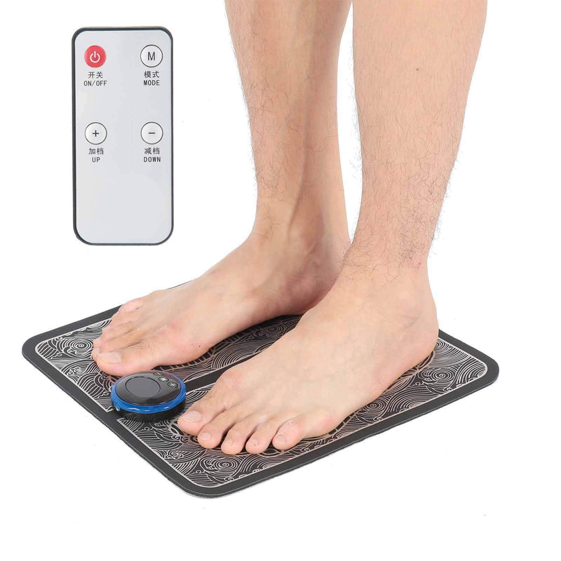 [Australia] - EMS Foot Massager, Portable Electric Rechargeable Foot Massage Mat Pain Relief Feet Muscle Stimulator with Remote Control & Electrode Patch Feet Circulation Massager 