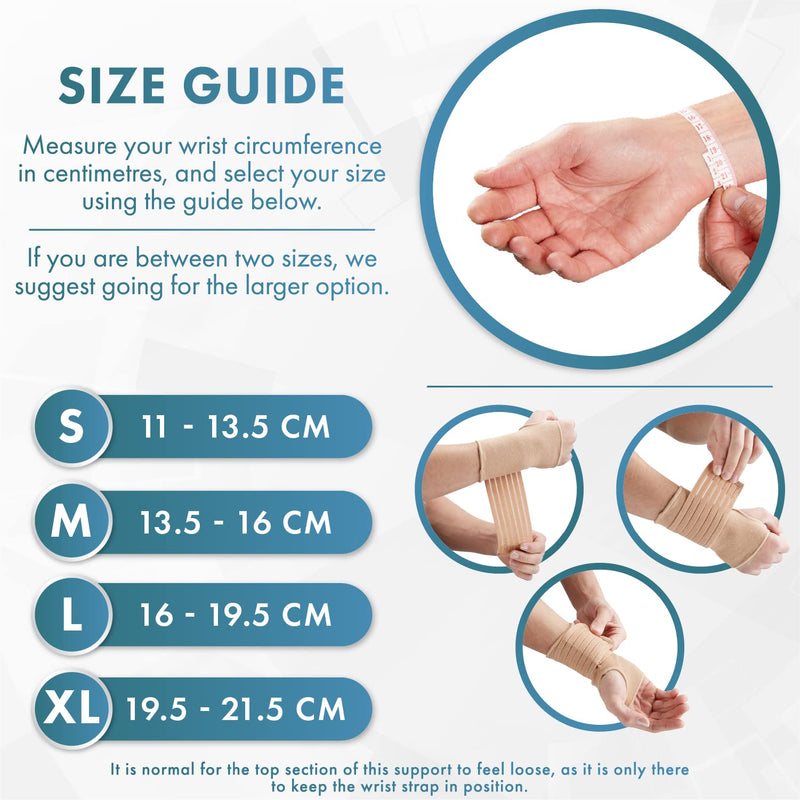 [Australia] - Actesso Elastic Wrist Support with Strap - Ideal for Sprains, Injury or Sports Use with no Metal bar - Support Without inhibiting Flexibility | Left or Right (Small, Beige) S (Pack of 1) 