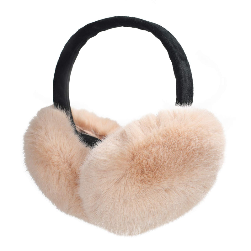 [Australia] - ZLYC Winter Faux Fur Foldable Earmuffs Cute Fuzzy Ear Muffs for Women Girls Apricot 