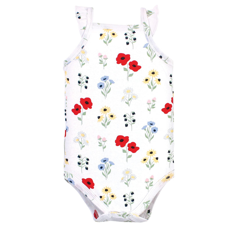 [Australia] - Hudson Baby Unisex Baby Cotton Sleeveless Bodysuits 0-3 Months Wildflower 