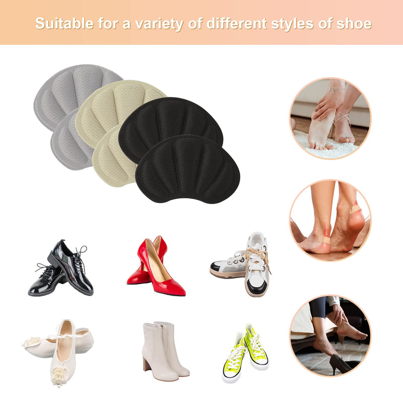 [Australia] - 6pcs Sponge Heel Sticker Comfortable Sponge Heel Pad Self-Adhesive Shoe Protector Heel Grip, Suitable for Most Shoes for Women and Men (Beige, Black, Grey) 