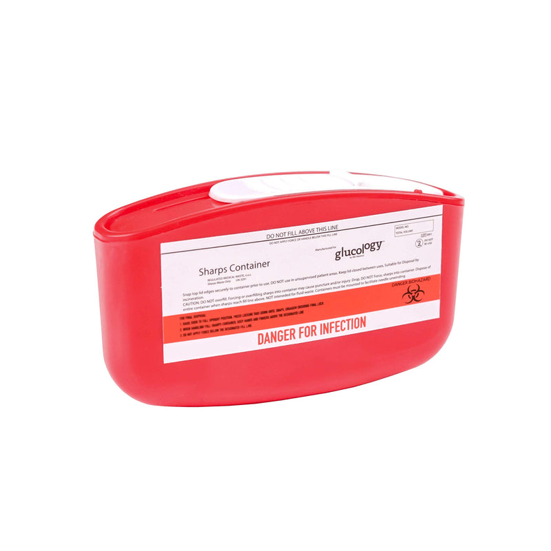 [Australia] - Red Glucology™ Travel Sharps Disposal Container | Specially Designed for Diabetic Needles and Test Strips | Compact Size for Travel and Daily Personal Use | Bio-Hazard Lock | 9 Pack 