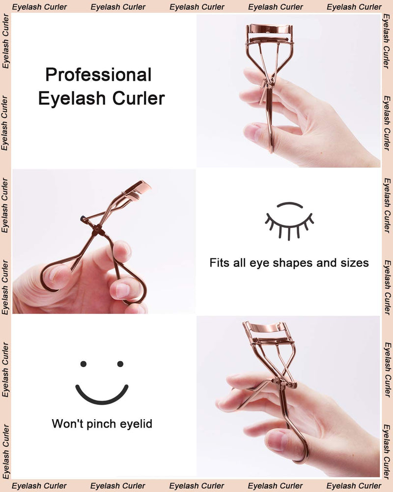 [Australia] - TPPICK Eyelash Curler Kit Metal Lash Curlers with Mascara Applicator Eyelashes Separator Comb & 6 Replacement Refill Pads (Rose Gold) Rose Gold 