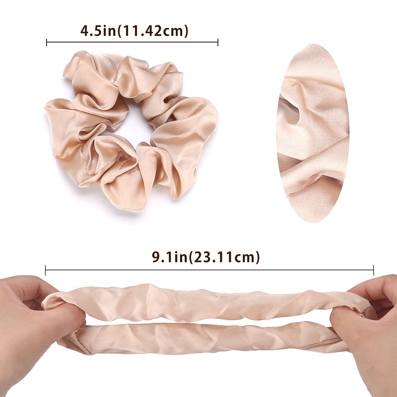 [Australia] - 6 Pcs Lolalet Silk Hair Scrunchies for Women Girls, Silk Satin Hair Ties Breakage Frizz Prevention Soft Elastic Ponytail Holders for Thick Hair Curly Hair Long Fine Hair Accessories Scrunchy Set Multi-color A 