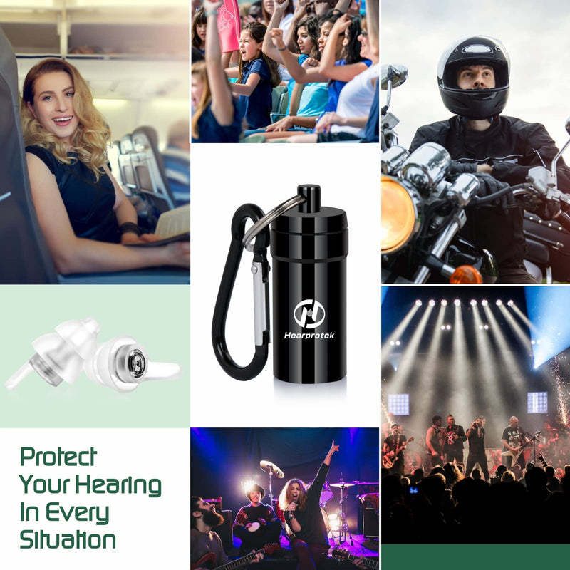 [Australia] - 2 Pairs Concert Ear Plugs, Hearprotek Reusable high Fidelity Noise Reduction Music Ear Plugs for Ear Protection-Soft Hearing Protection earplugs for Concerts,Musicians, Events (Petite Size) Black 