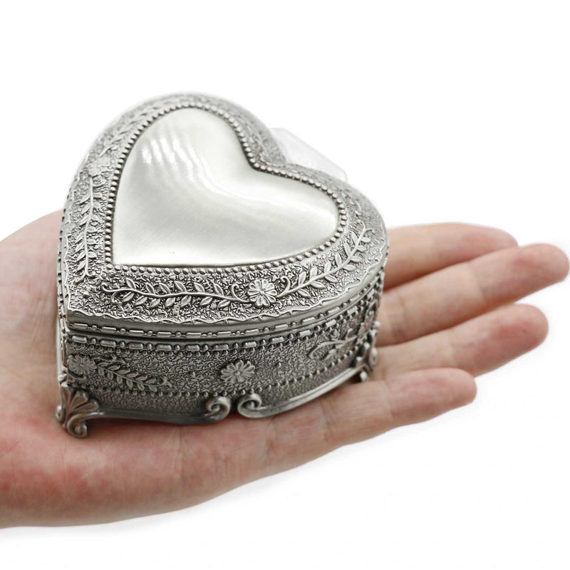 [Australia] - AVESON Classic Vintage Heart Shape Metal Jewelry Box Ring Trinket Storage Organizer Chest 