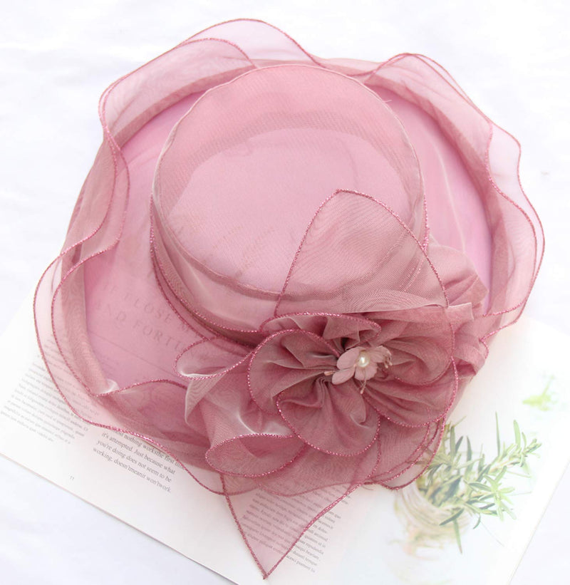 [Australia] - ORIDOOR Women’s Organza Church Kentucky Derby Tea Party Wedding Fascinator Hat UV-Anti Wide Brim Sun Hats C Light Purple One Size 