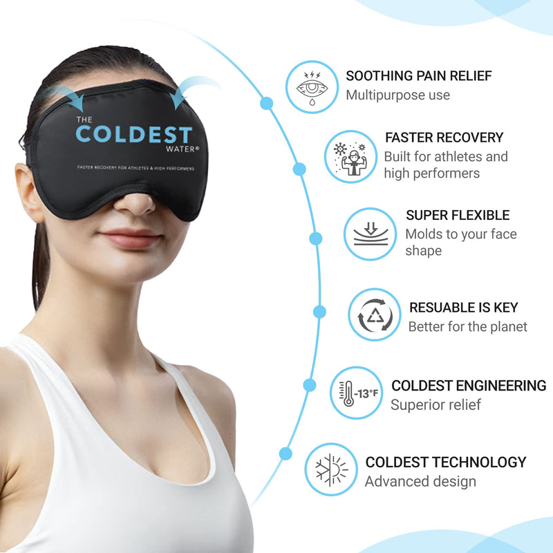 [Australia] - Coldest Cooling Eye Mask Gel Eye Mask Reusable Cold Eye Mask for Puffy Eyes, Eye Ice Pack Eye Mask with Soft Plush Backing for Dark Circles, Migraine, Stress Relief Black 