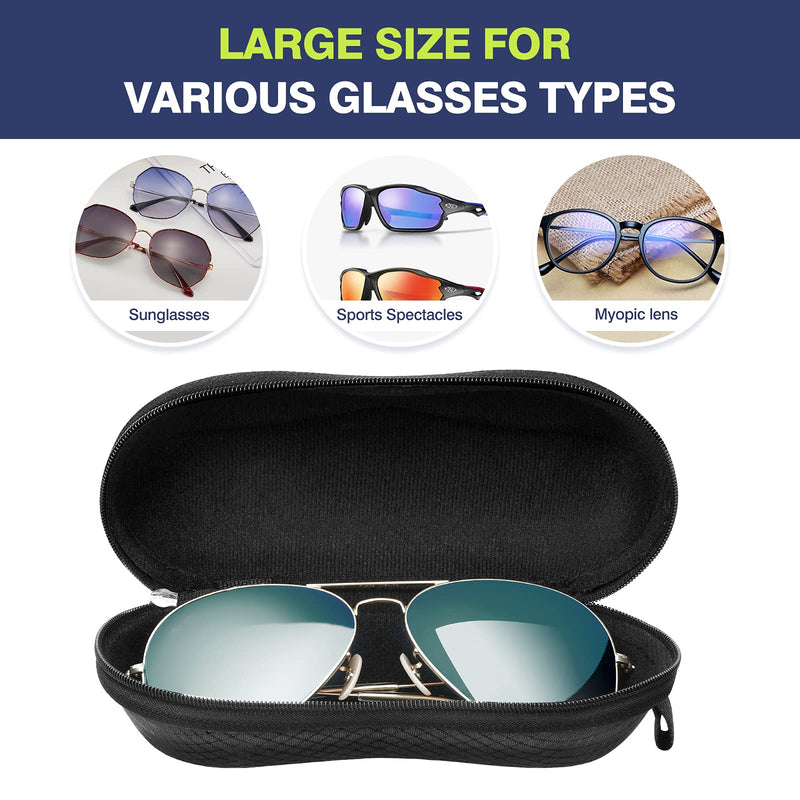 [Australia] - MoKo EVA Semi Hard Shell Sunglasses Case 2 Pack, Unisex Eyeglass Storage Holder with Metal Hanging Hook Black & Black 