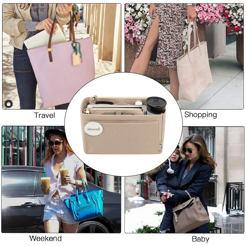 [Australia] - Purse Organizer Insert, Bag Organizer For Tote,Tote Organizer With Water Bottle Holder For Speedy Neverful Graceful and More Medium Beige 