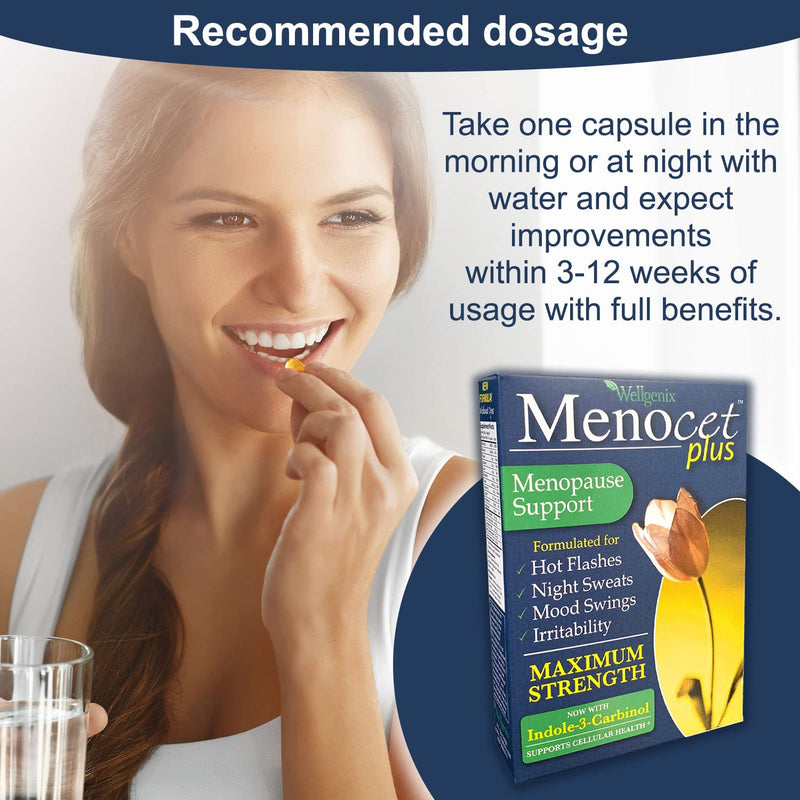[Australia] - Wellgenix Menocet Plus Menopause Support Supplement (30 Capsules) - Natural, Herbal Women's Daily Relief Multivitamin Tablets - Helps with Hot Flashes, Night Sweats, Mood Swings & Irritability 30 Count (Pack of 1) 