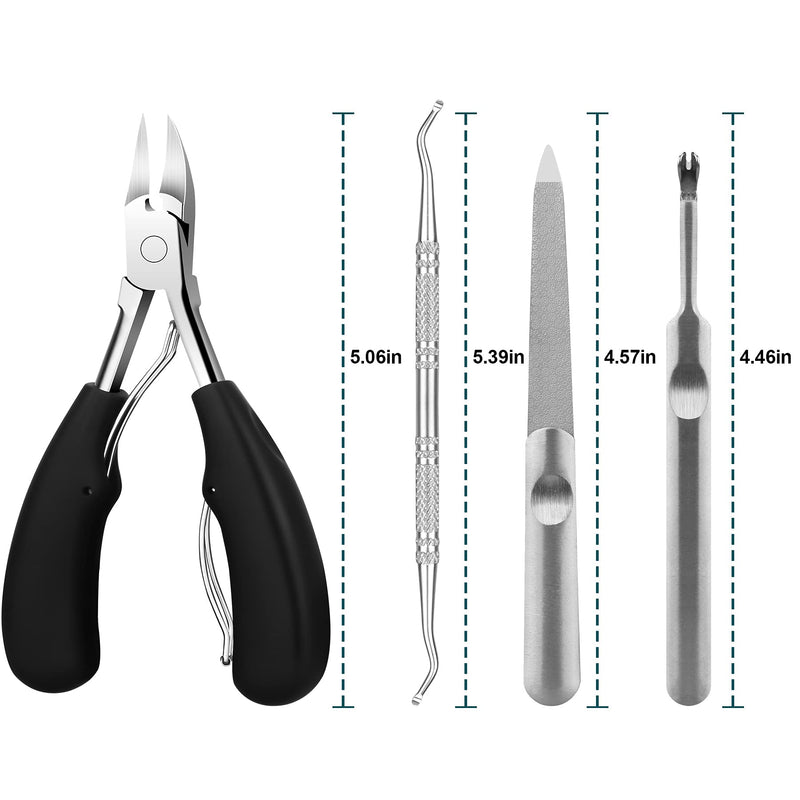 [Australia] - RAIALL 5PCS Toenail Clippers Set, Professional Pedicure Tool, Toe Nail Clipper, Nail Trimmer, Toenail Nipper, Ingrown Toenail Kit for Ingrown or Thick Nails, Suitable for Men, Women and Seniors Black 