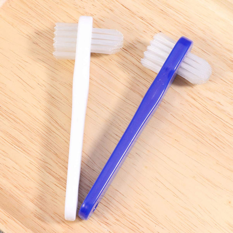 [Australia] - HEALLILY 2pcs Premium Hard Denture Brush Toothbrush, Cleaning Brush, Portable Denture Double Sided Brush, Denture Care 