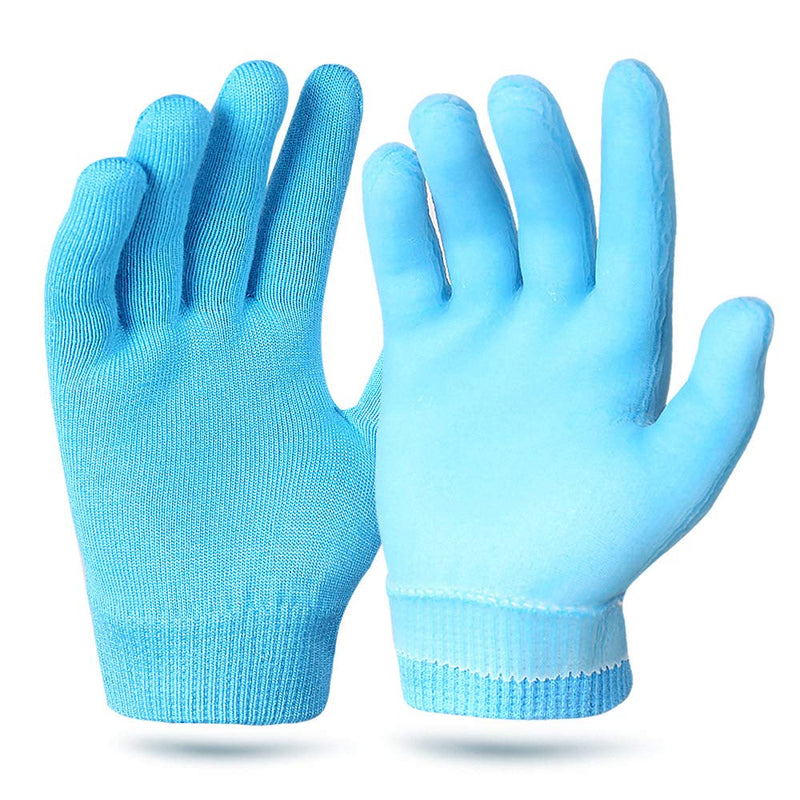 [Australia] - Moisturizing Gloves, Soft Gel Spa Glovers for Repairing and Softening Dry Cracked Hand Skins (Blue) Blue 