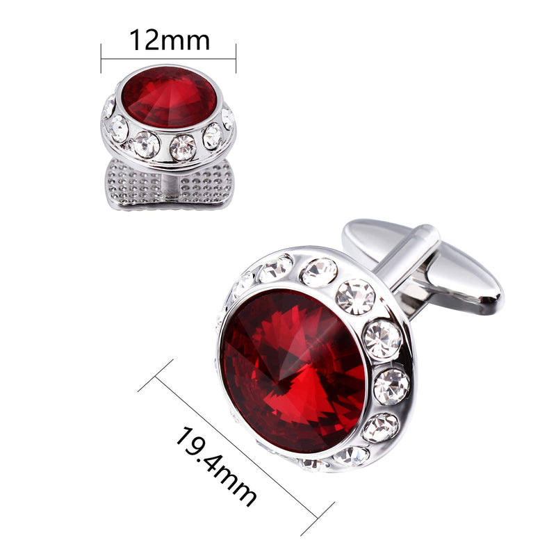 [Australia] - Crystal Cufflinks and 6 Tuxedo Studs Set for Men's Tuxedo Shirt and Women - Wedding Party Accessories Red 