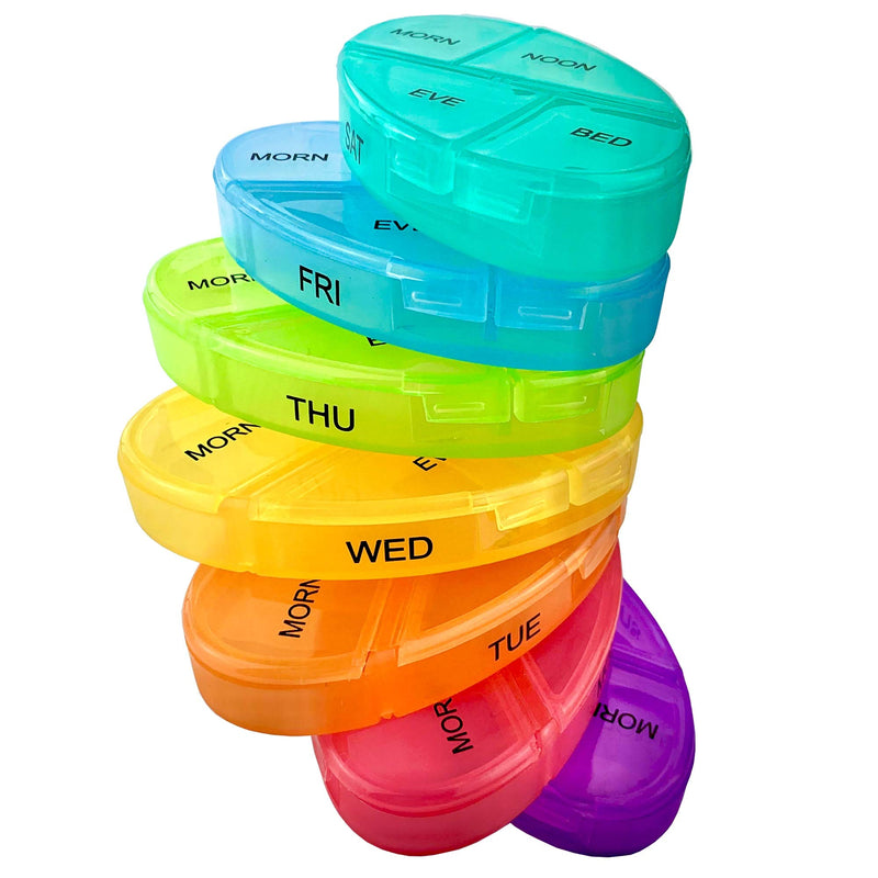 [Australia] - JFA Medical Weekly Oval Pill Box Organiser/Reminder for Medicines Supplements, Vitamins, 7days, 4 compartments per Day – Morning, Noon, Evening and Bed 