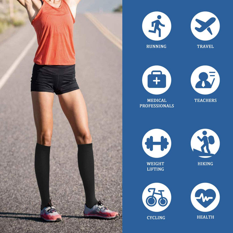 [Australia] - 3 Pairs Open Toe Compression Socks Women Knee High Toeless 15-25 mmHg (XXL) Black3 2X-Large (3 Pair) 