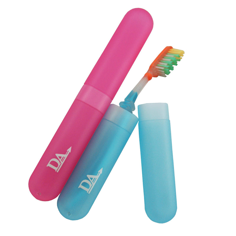 [Australia] - Dental Aesthetics 2 x Toothbrush Case Travel Cover ~ 1 Pink & 1 Blue 